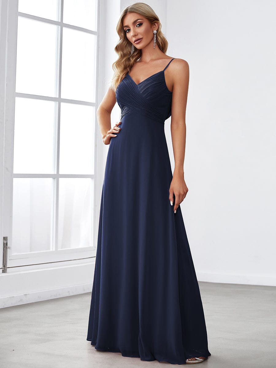 Navy Chiffon Bridesmaid Dresses #style_ES80026NB