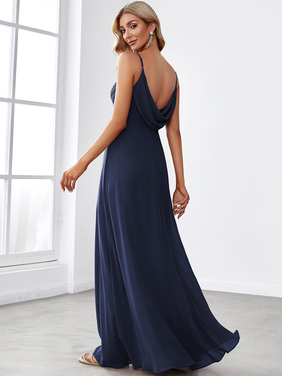 Navy Chiffon Bridesmaid Dresses #style_ES80026NB