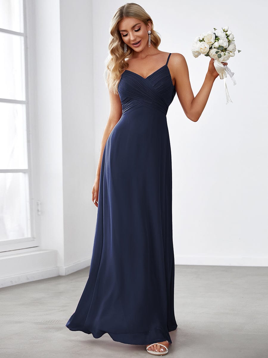 Navy Chiffon Bridesmaid Dresses #style_ES80026NB