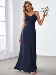 Navy Chiffon Bridesmaid Dresses #style_ES80026NB