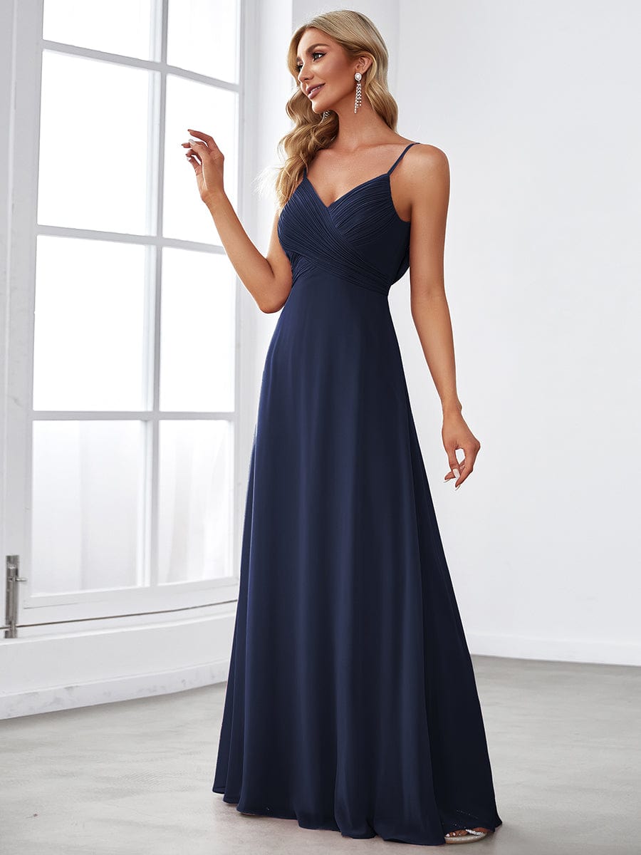 Navy Chiffon Bridesmaid Dresses #style_ES80026NB