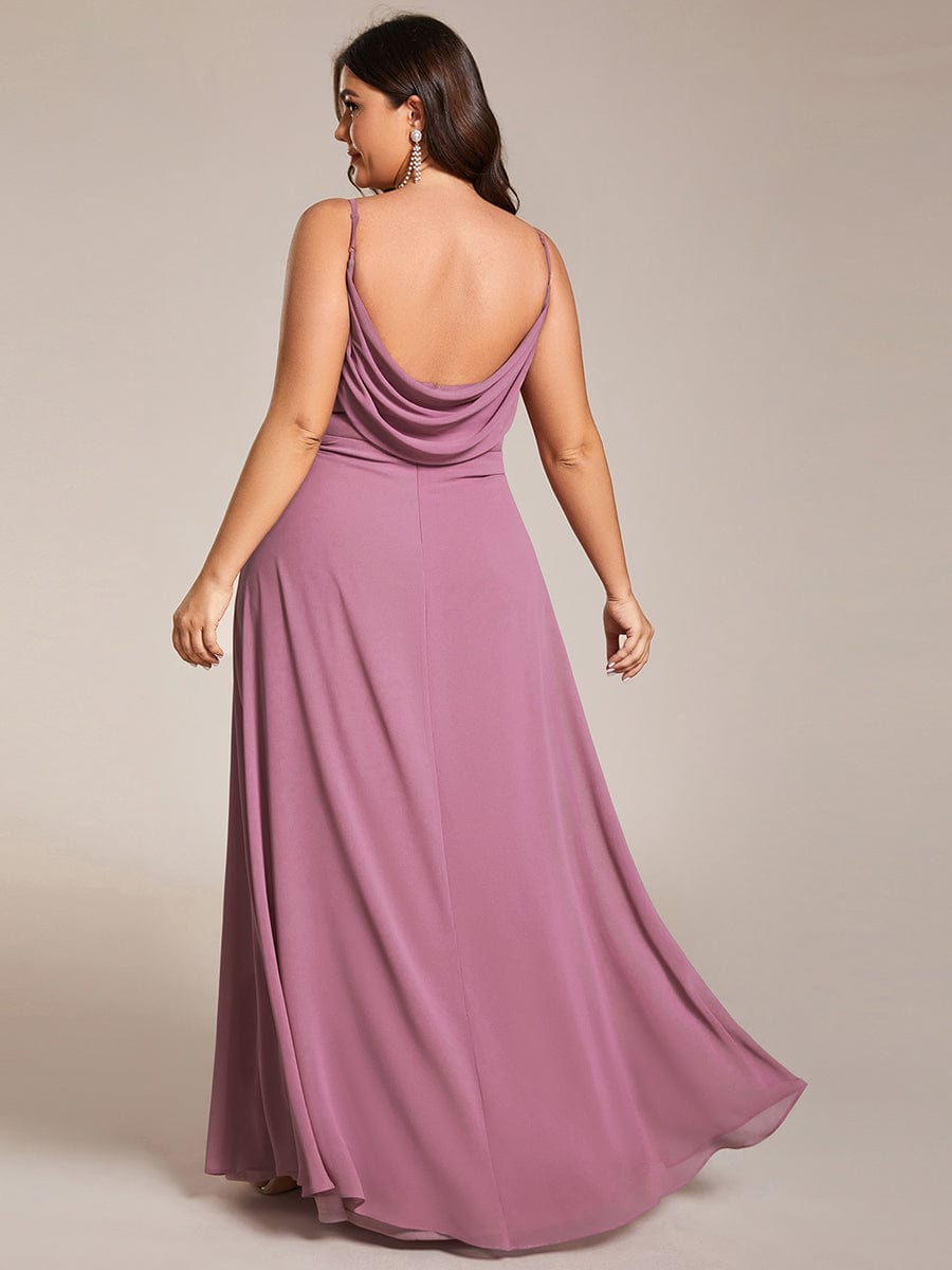 Custom Size Plus Size Sweetheart Draped Back Floor Length Bridesmaid Dress #color_Purple Orchid