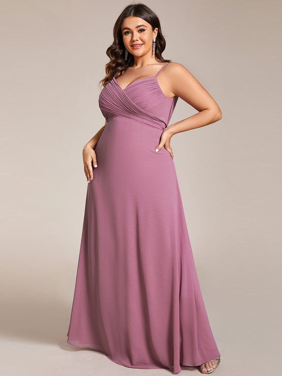 Custom Size Plus Size Sweetheart Draped Back Floor Length Bridesmaid Dress #color_Purple Orchid