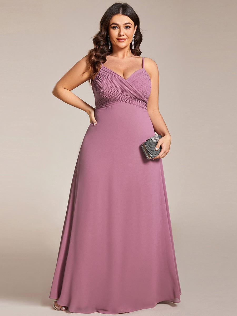 Custom Size Plus Size Sweetheart Draped Back Floor Length Bridesmaid Dress #color_Purple Orchid