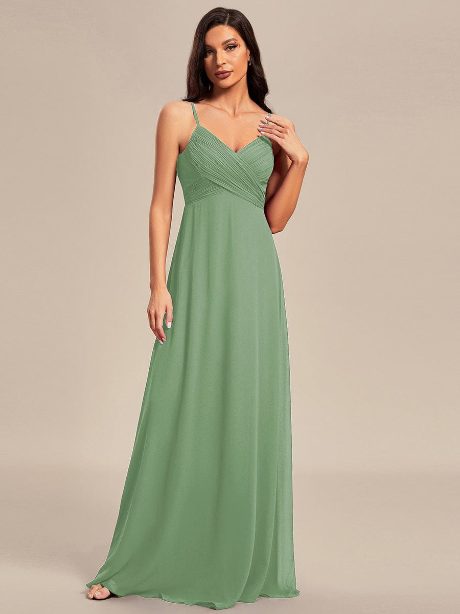 Sweetheart Draped Back Floor Length Bridesmaid Dress #color_Sage Green