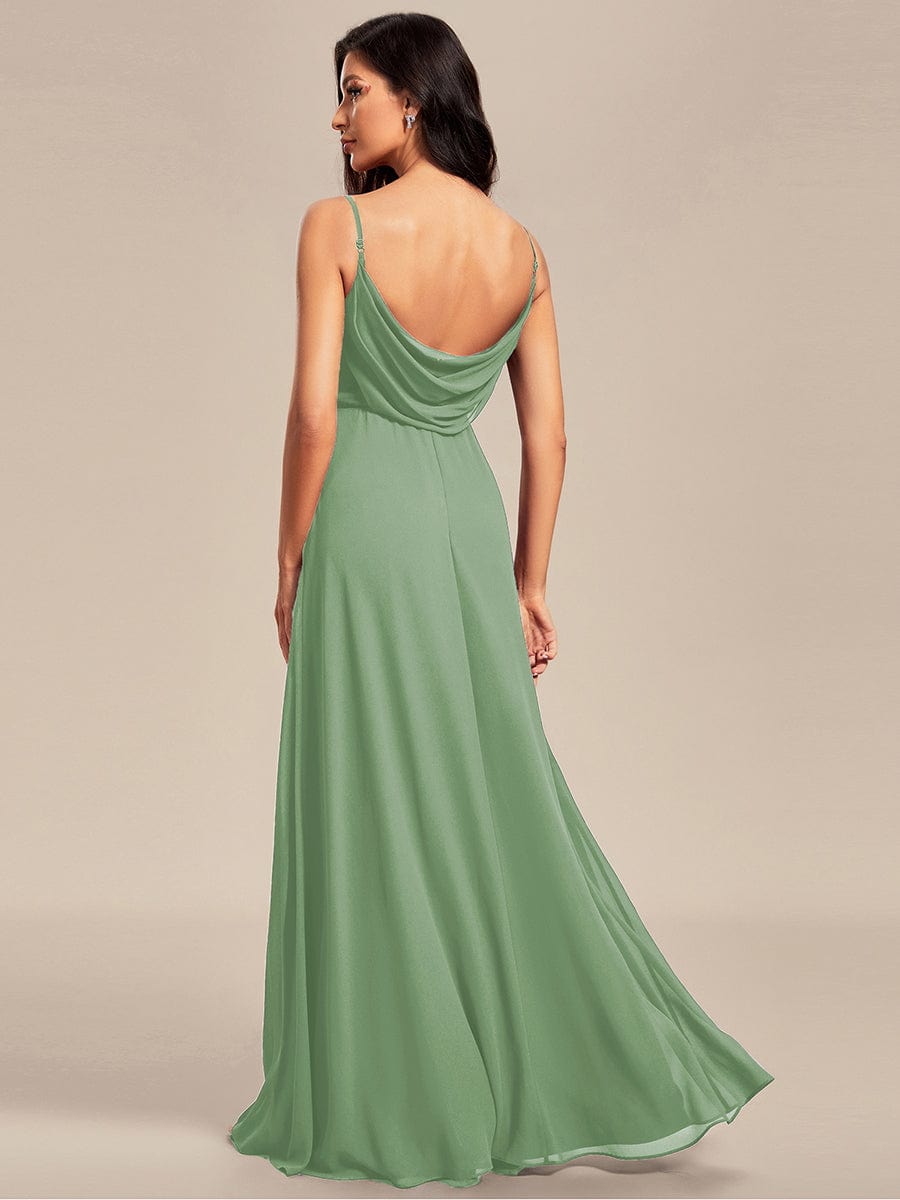 Sweetheart Draped Back Floor Length Bridesmaid Dress #color_Sage Green