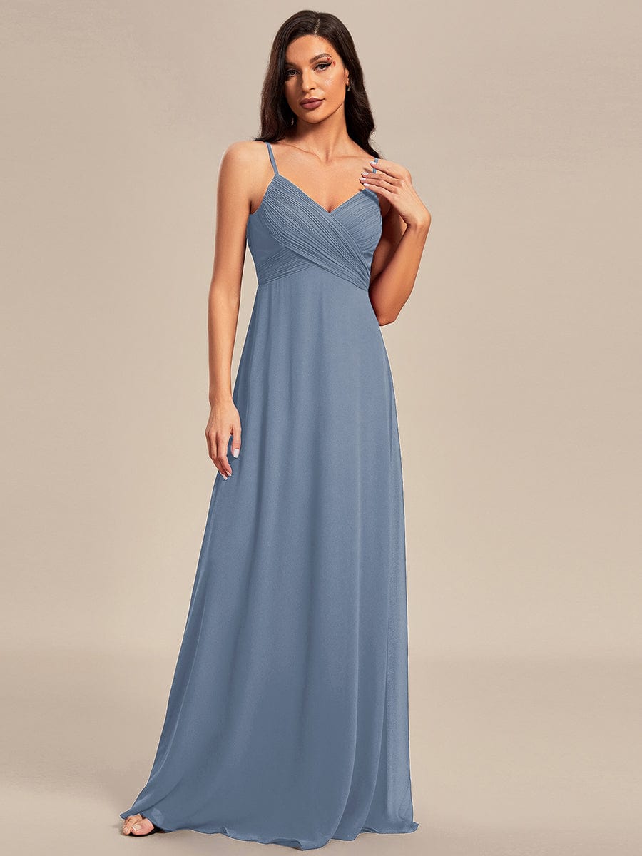 Sweetheart Draped Back Floor Length Bridesmaid Dress #color_Slate Blue