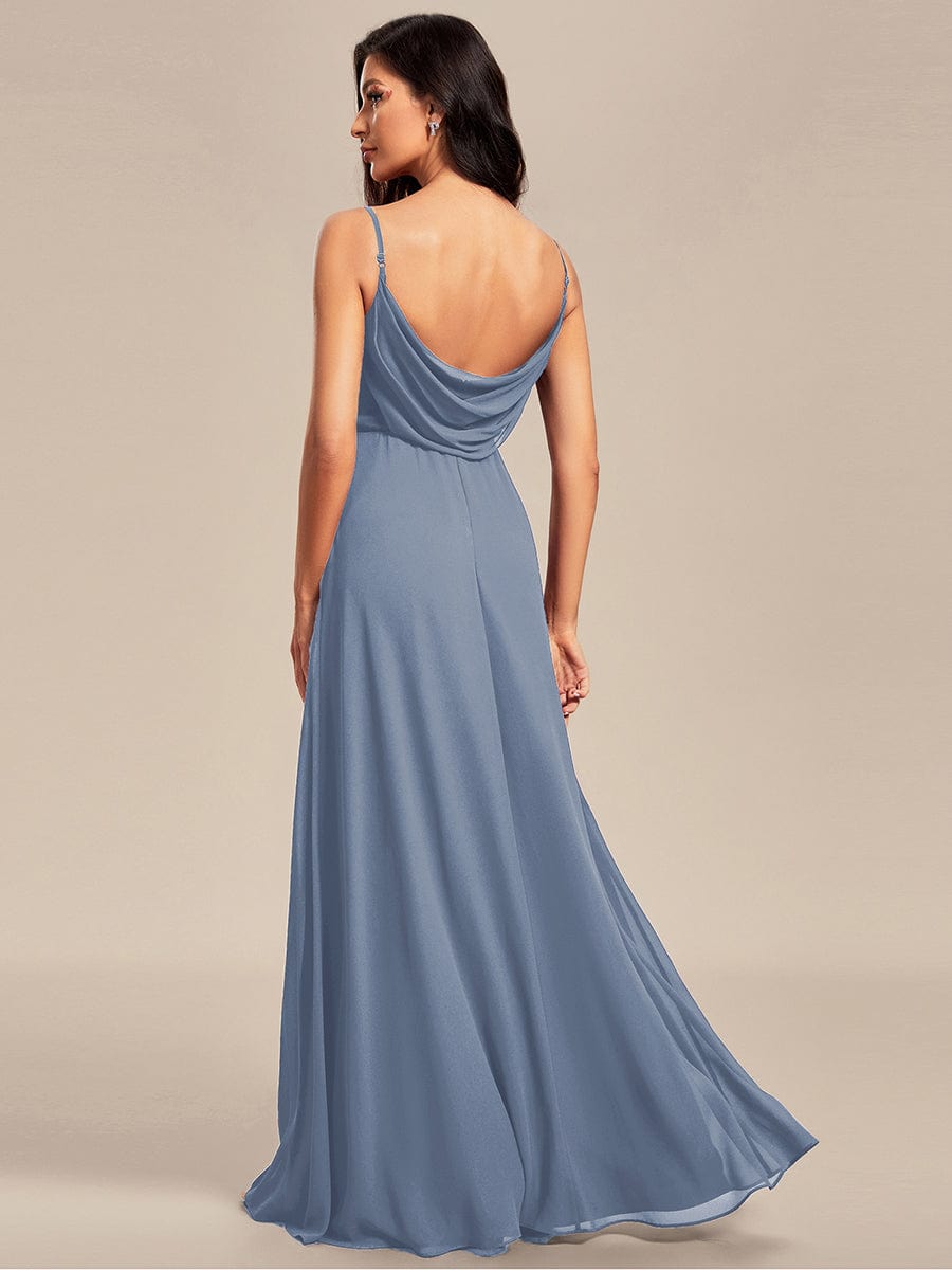 Sweetheart Draped Back Floor Length Bridesmaid Dress #color_Slate Blue