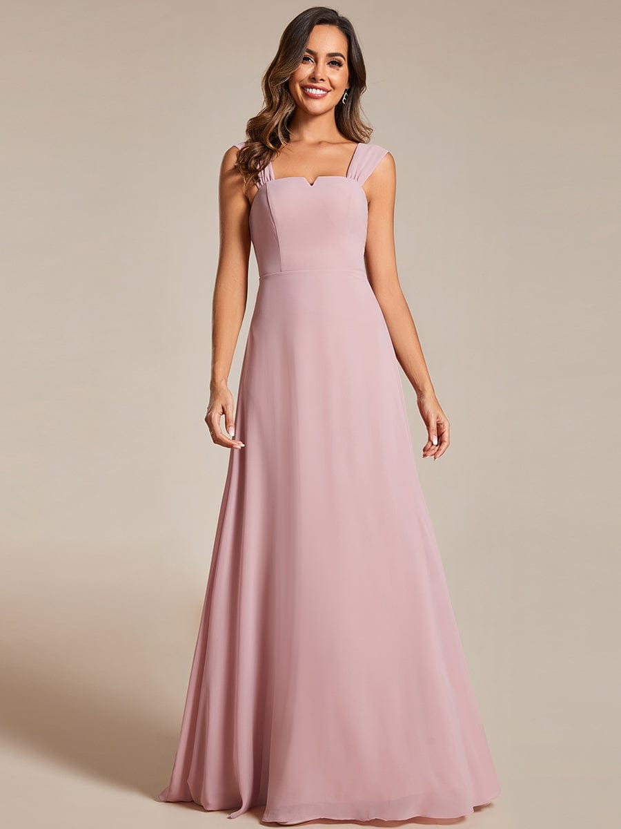 Chiffon High-Waisted Square Neck Sleeveless Bridesmaid Dress #color_Dusty Rose