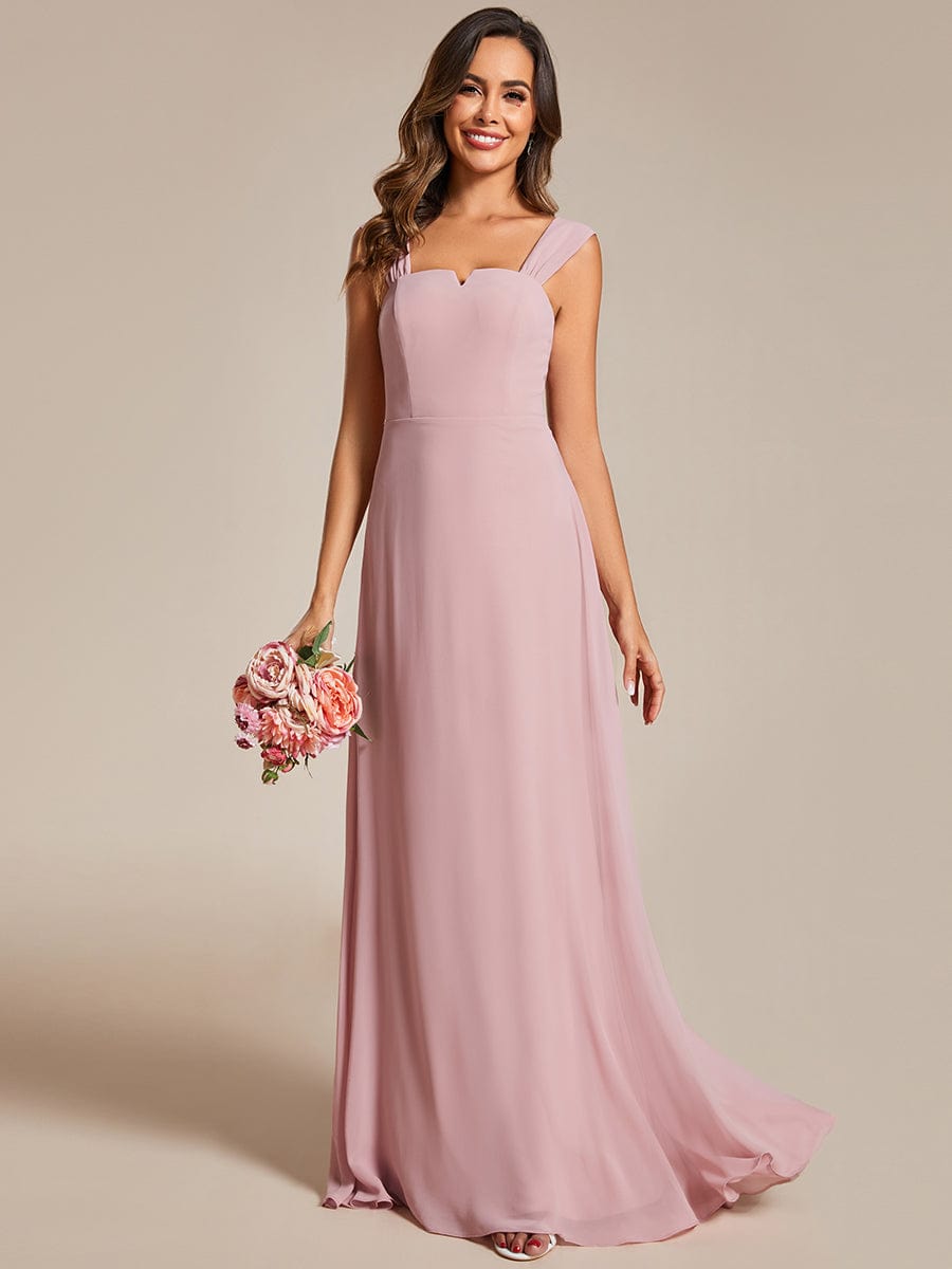 Chiffon High-Waisted Square Neck Sleeveless Bridesmaid Dress #color_Dusty Rose