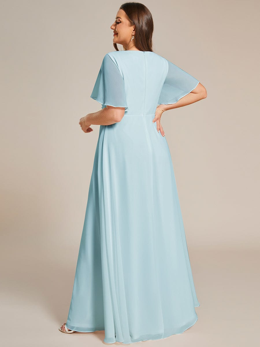 Elegant Chiffon Applique Evening Dress with Flutter Sleeves #color_Sky Blue