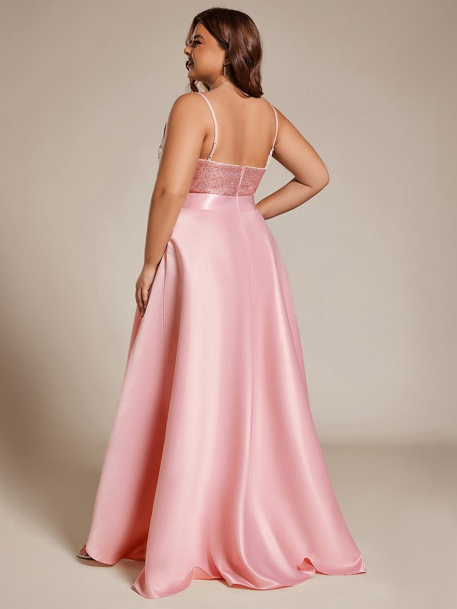 Sexy Backless Sparkly Prom Dresses for Women with Irregular Hem #color_Pink