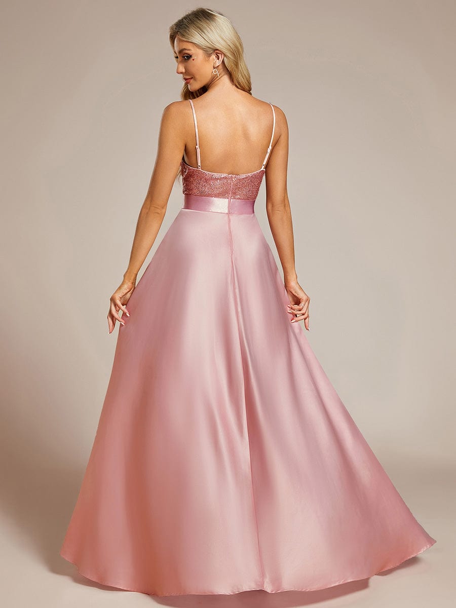 Sexy Backless Sparkly Prom Dresses for Women with Irregular Hem #color_Pink