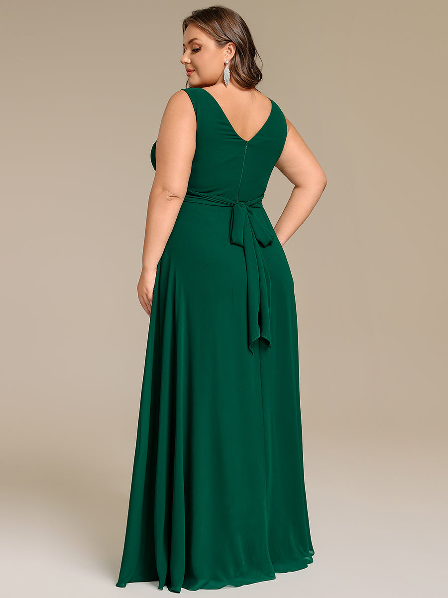 Sleeveless A-Line Chiffon Maxi Bridesmaid Dress #color_Dark Green