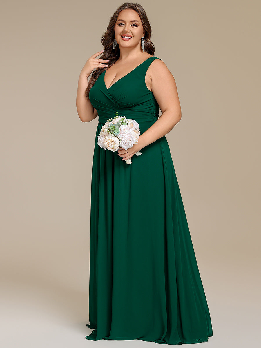 Sleeveless A-Line Chiffon Maxi Bridesmaid Dress #color_Dark Green