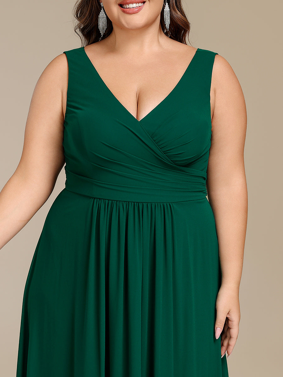 Sleeveless A-Line Chiffon Maxi Bridesmaid Dress #color_Dark Green