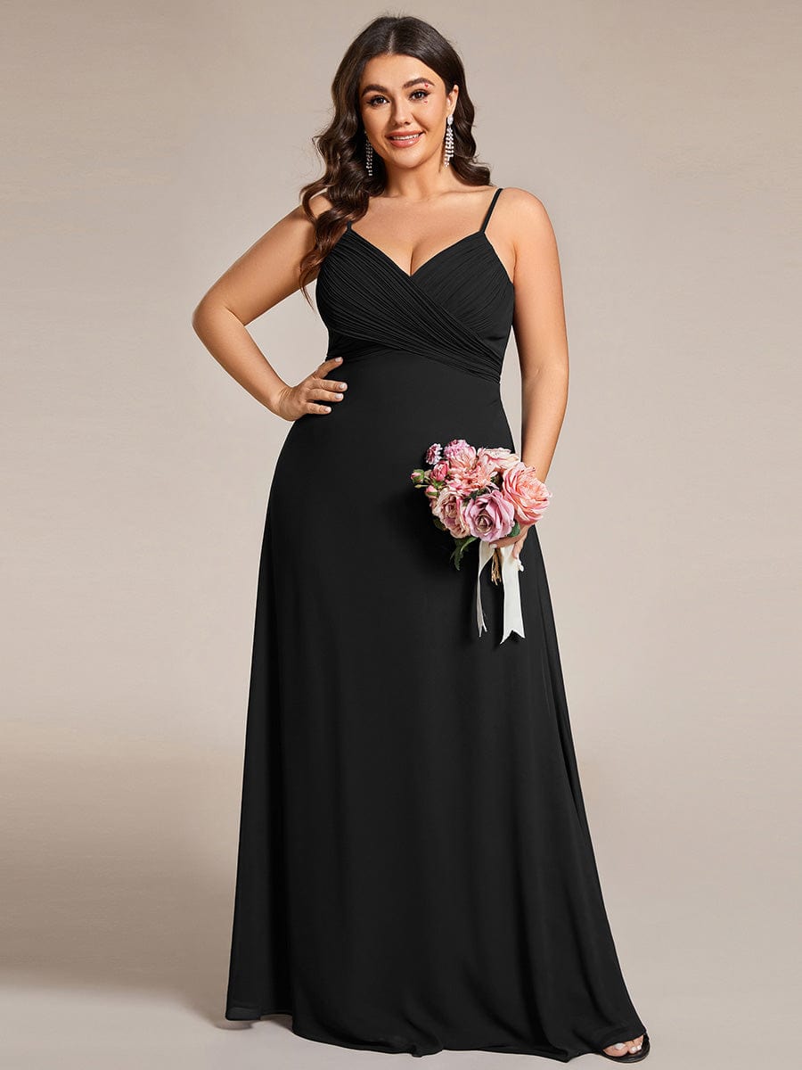 Sweetheart Draped Back Floor Length Bridesmaid Dress #color_Black