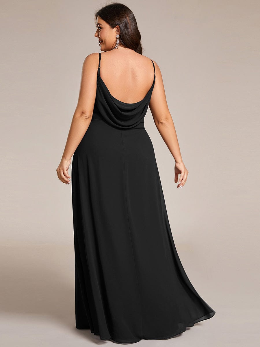 Sweetheart Draped Back Floor Length Bridesmaid Dress #color_Black