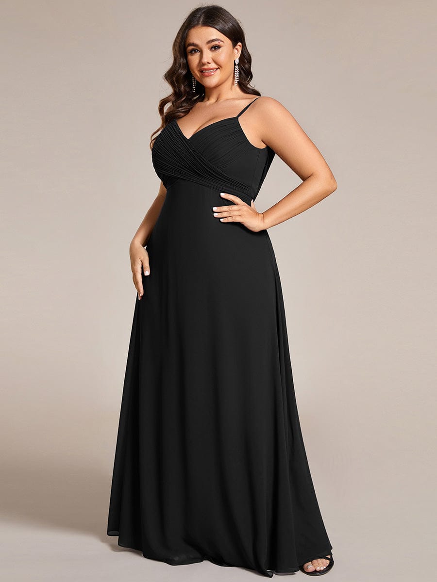 Sweetheart Draped Back Floor Length Bridesmaid Dress #color_Black