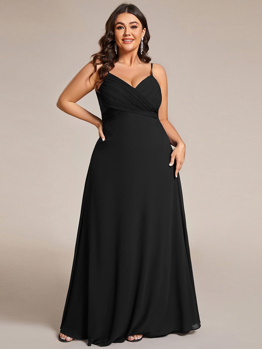 Sweetheart Draped Back Floor Length Bridesmaid Dress #color_Black