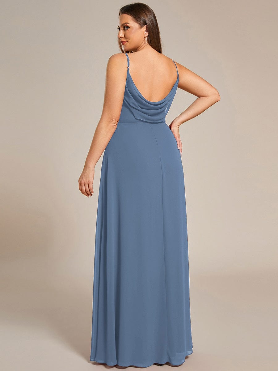 Sweetheart Draped Back Floor Length Bridesmaid Dress #color_Dusty Blue