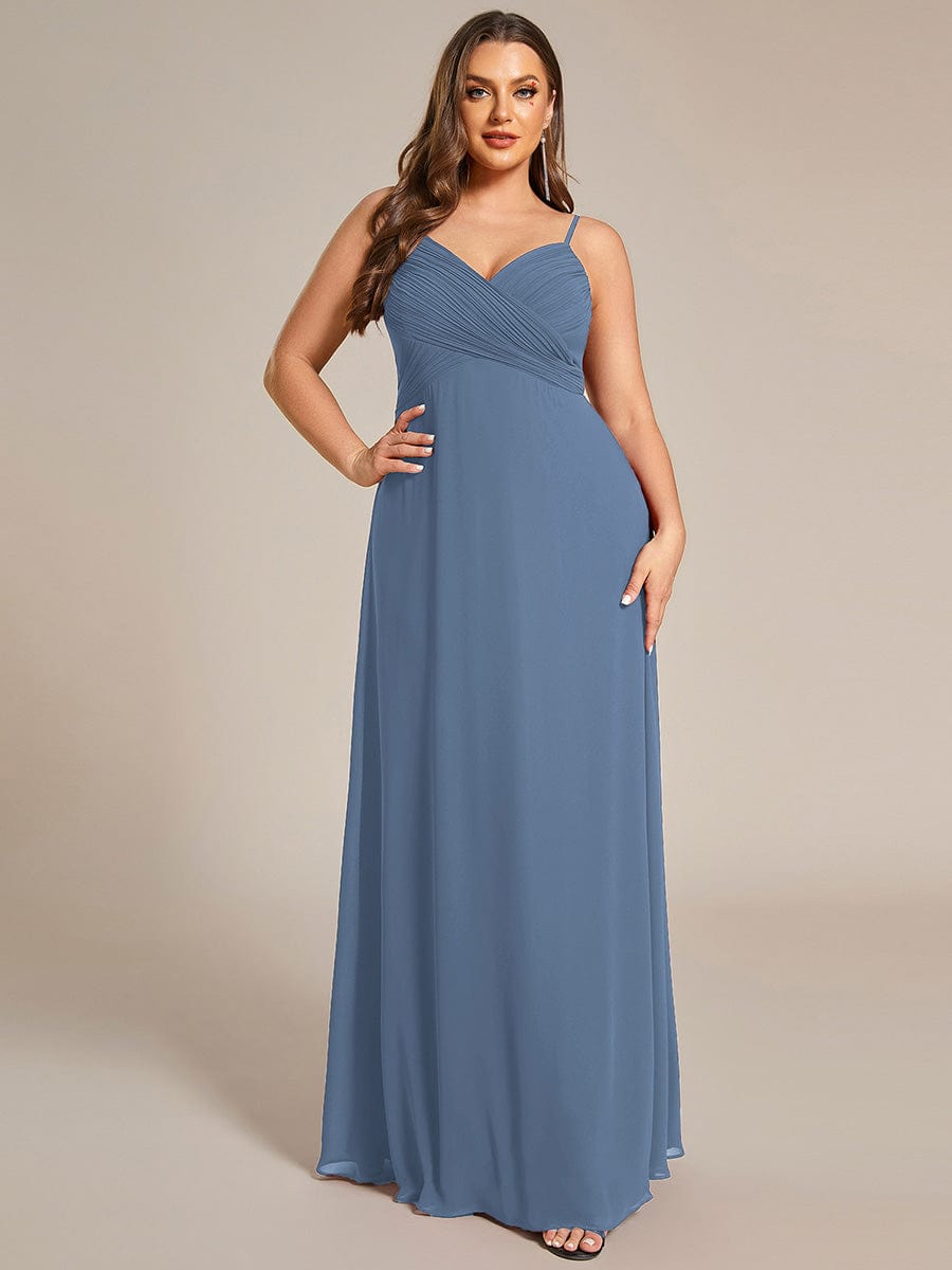 Sweetheart Draped Back Floor Length Bridesmaid Dress #color_Dusty Navy