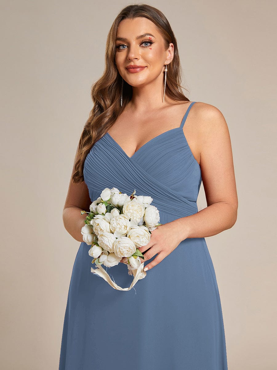 Sweetheart Draped Back Floor Length Bridesmaid Dress #color_Dusty Navy