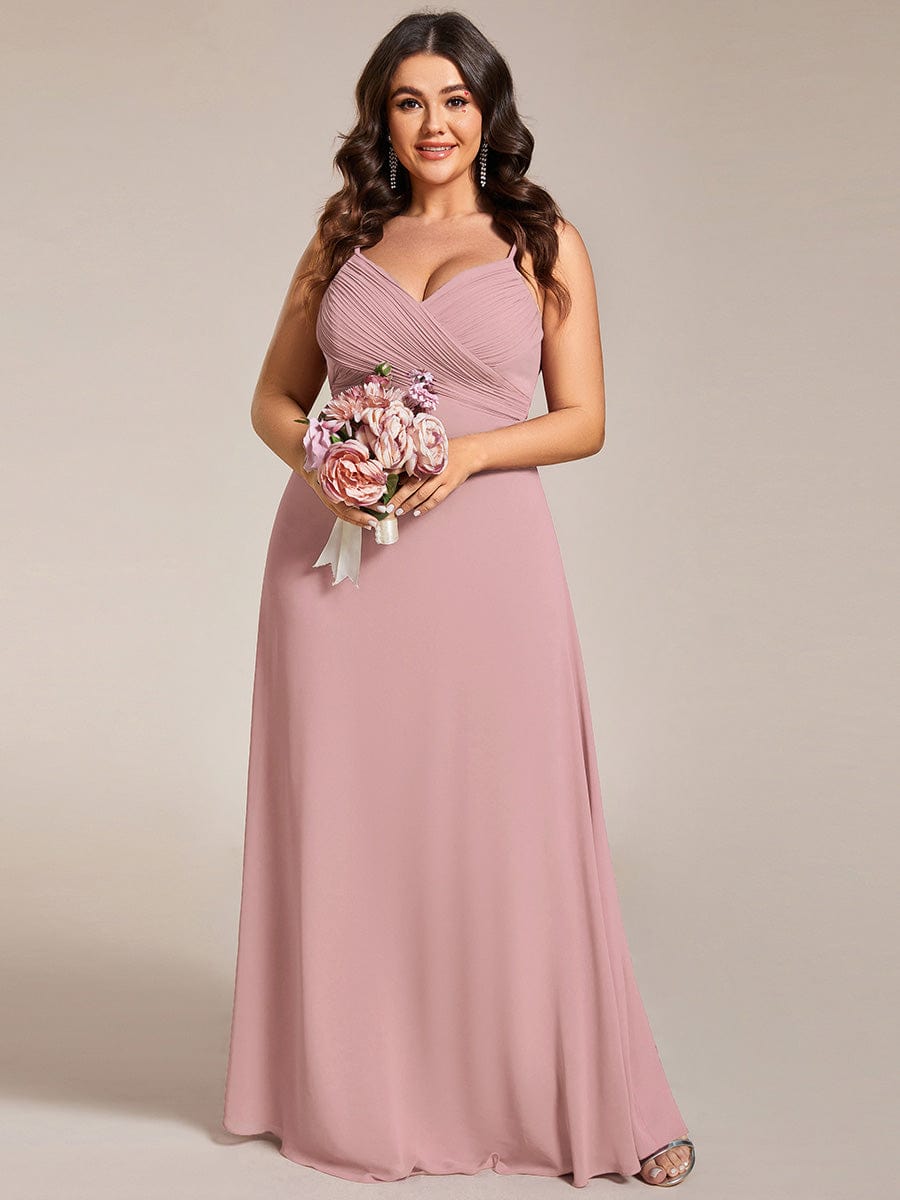 Sweetheart Draped Back Floor Length Bridesmaid Dress #color_Dusty Rose