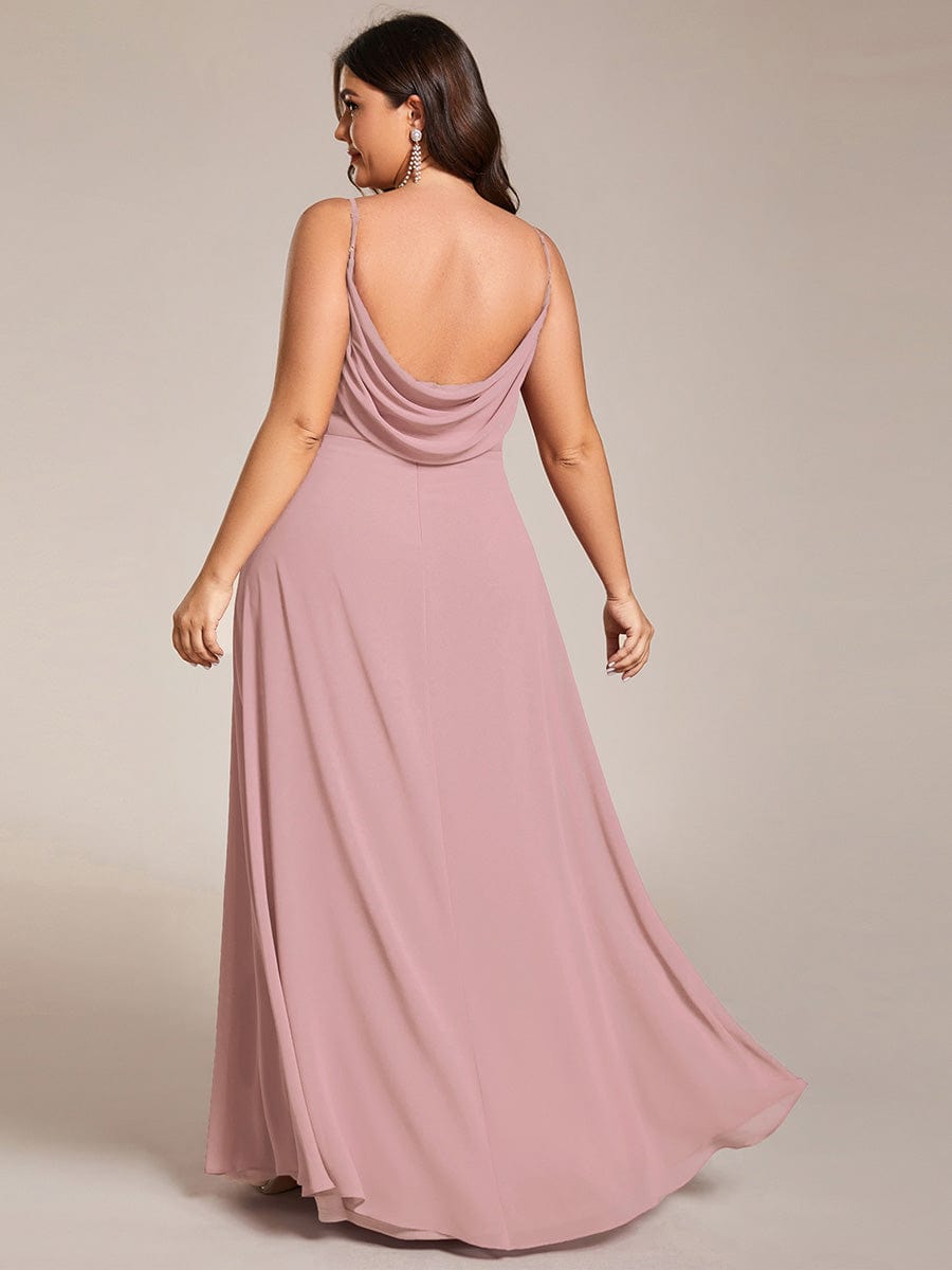 Sweetheart Draped Back Floor Length Bridesmaid Dress #color_Dusty Rose