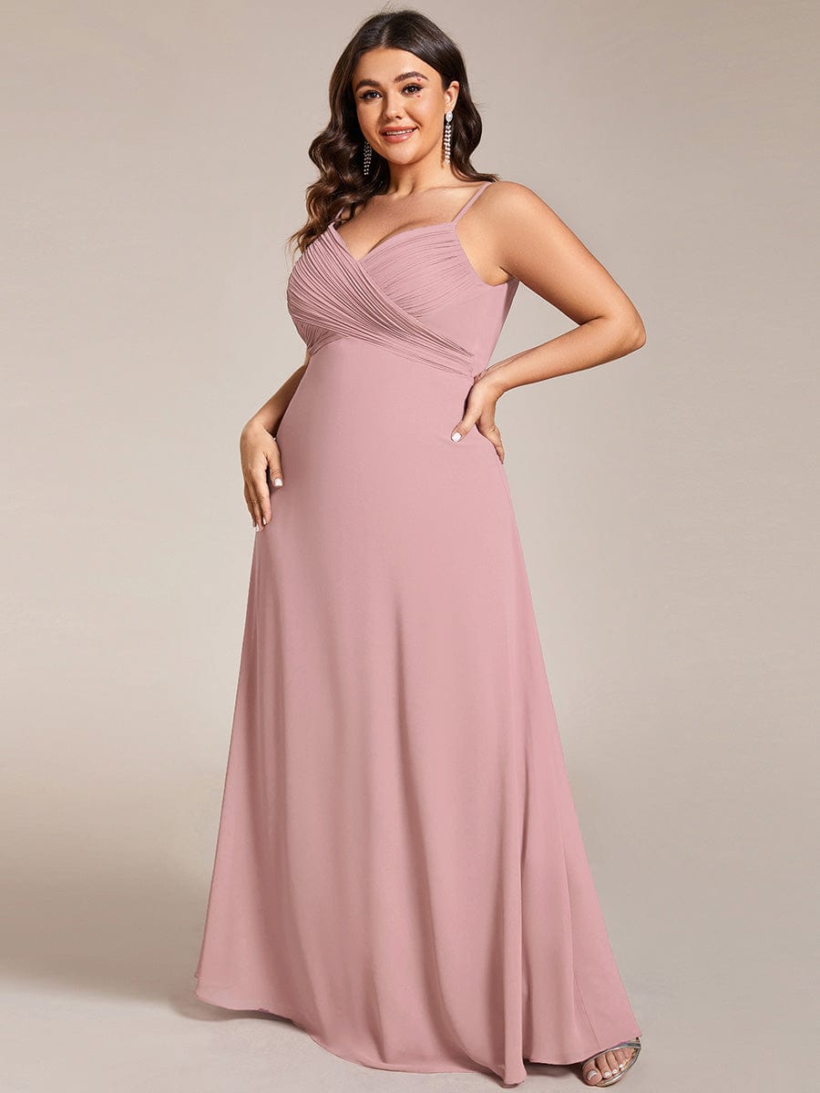 Sweetheart Draped Back Floor Length Bridesmaid Dress #color_Dusty Rose