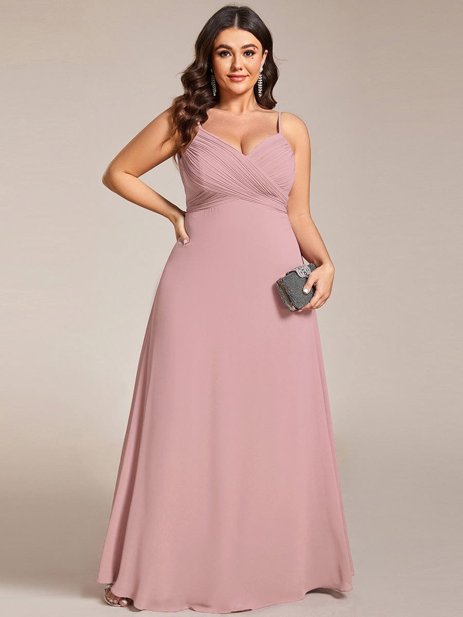 Sweetheart Draped Back Floor Length Bridesmaid Dress #color_Dusty Rose