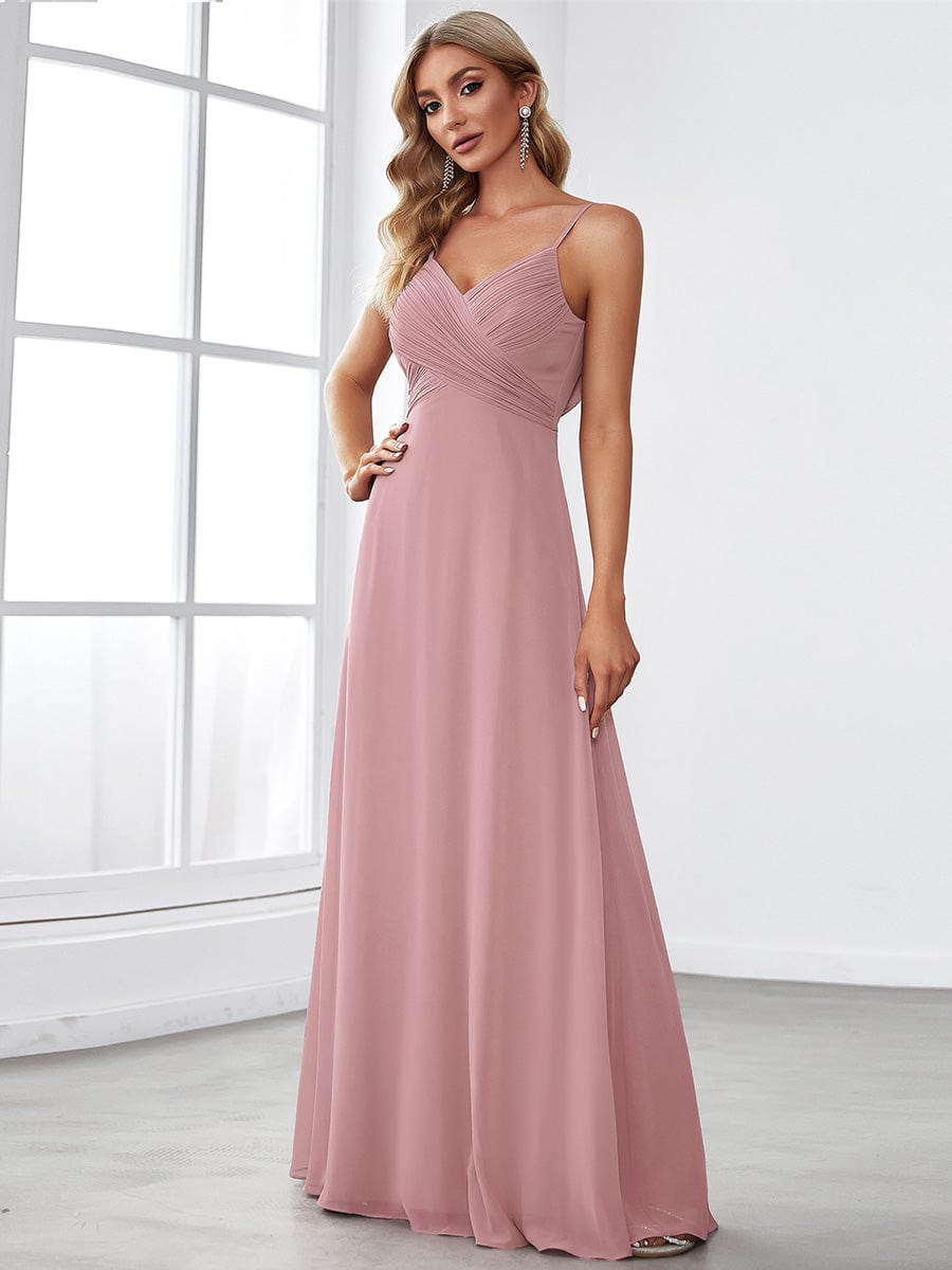 Sweetheart Draped Back Floor Length Bridesmaid Dress #color_Dusty Rose