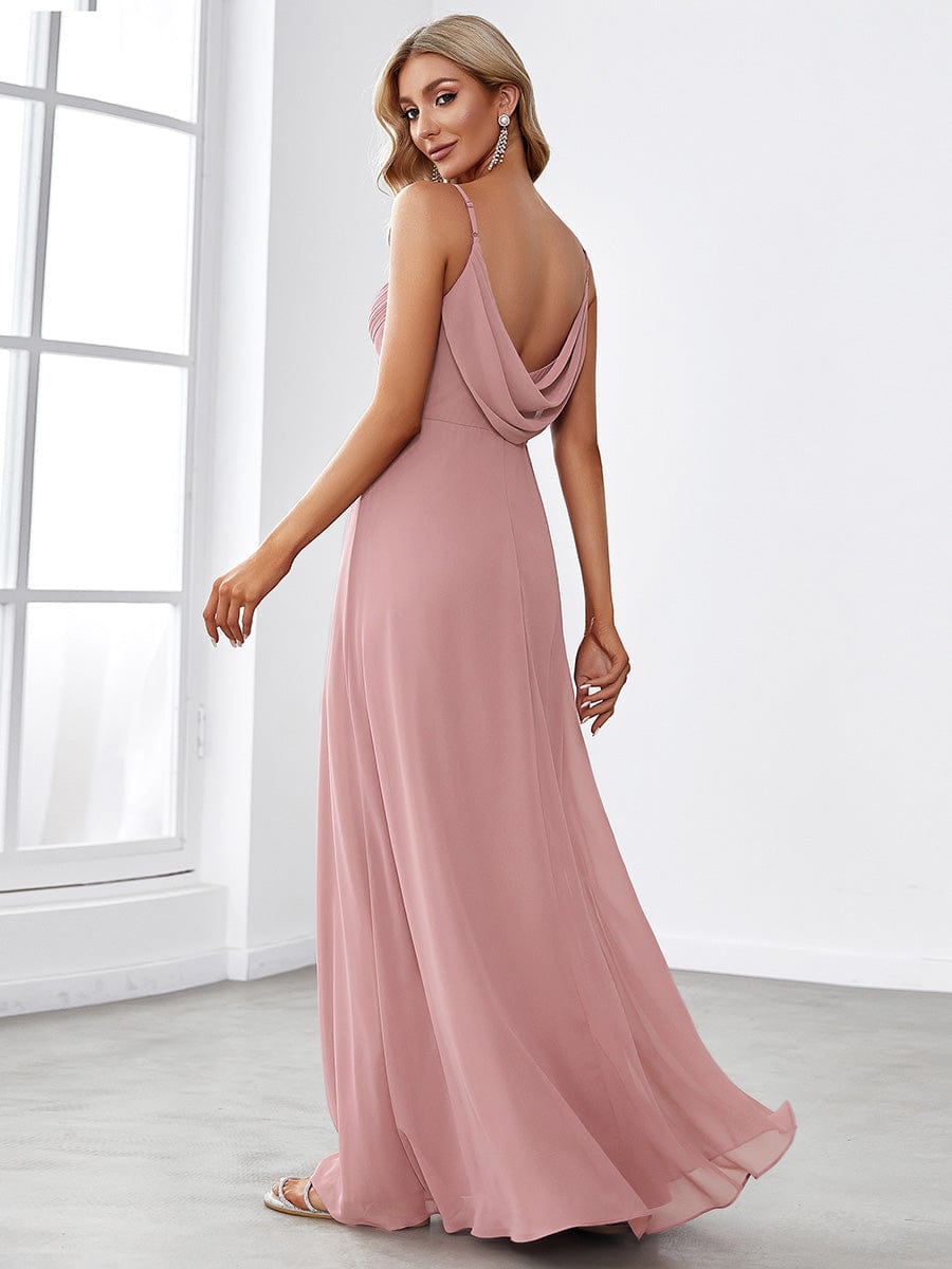 Sweetheart Draped Back Floor Length Bridesmaid Dress #color_Dusty Rose