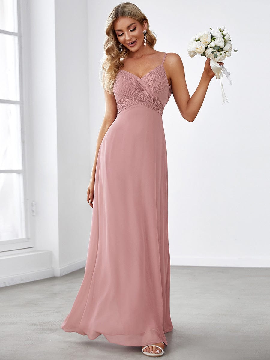 Sweetheart Draped Back Floor Length Bridesmaid Dress #color_Dusty Rose