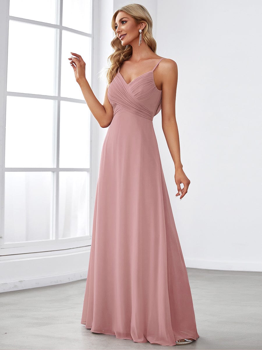 Sweetheart Draped Back Floor Length Bridesmaid Dress #color_Dusty Rose