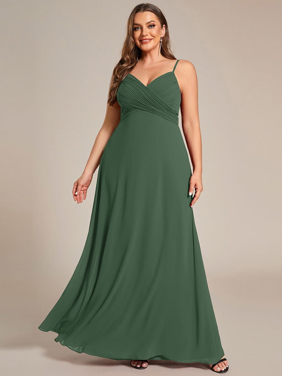 Plus Size Sweetheart Draped Back Floor Length Bridesmaid Dress #color_Eucalyptus Green