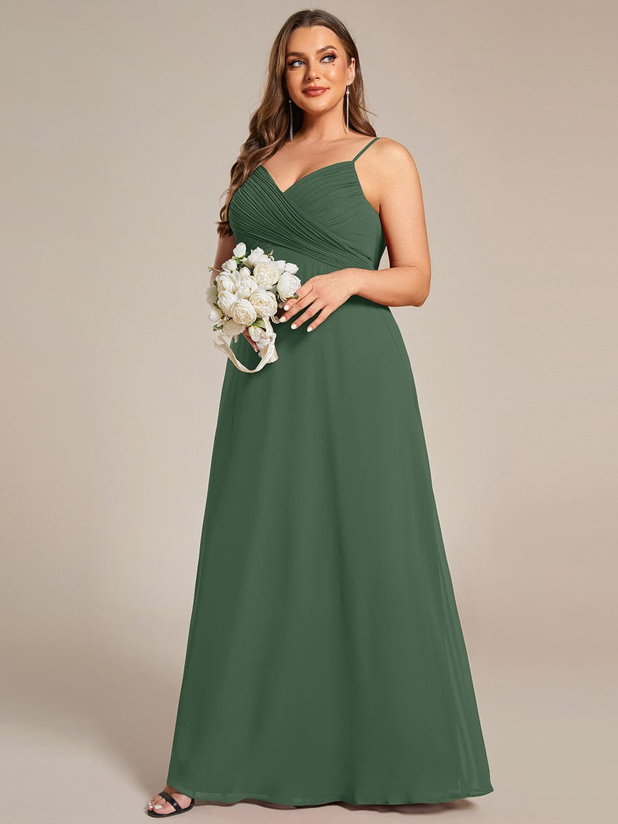 Plus Size Sweetheart Draped Back Floor Length Bridesmaid Dress #color_Eucalyptus