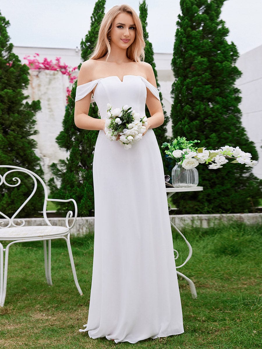 Chiffon High-Waisted Square Neck Sleeveless Bridesmaid Dress #color_White