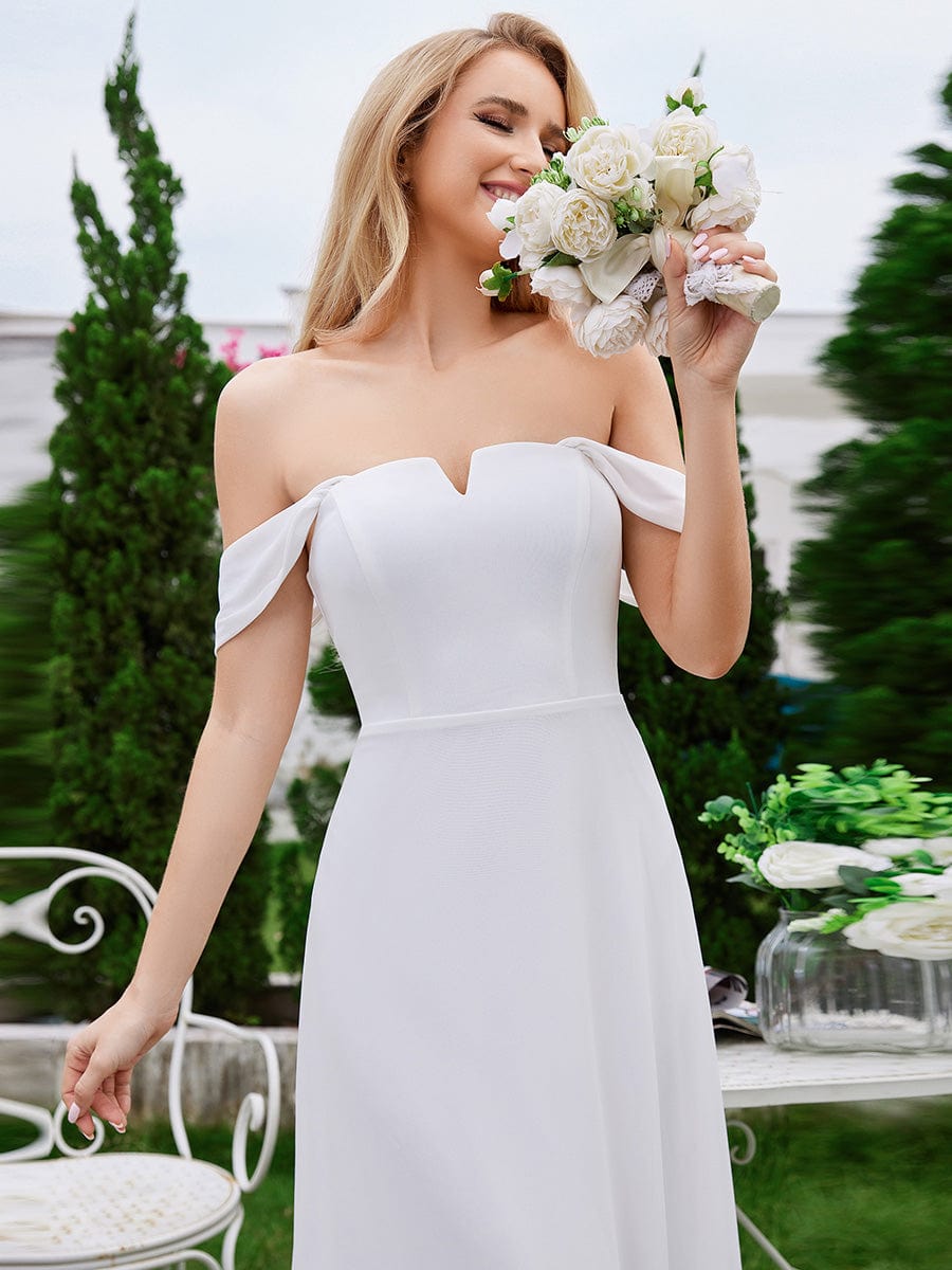 Chiffon High-Waisted Square Neck Sleeveless Bridesmaid Dress #color_White