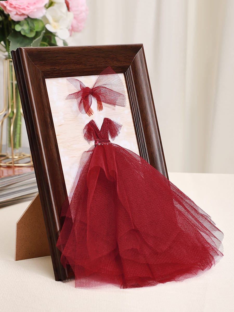 3D Dress Shadow Box Frame Decoration #color_Burgundy