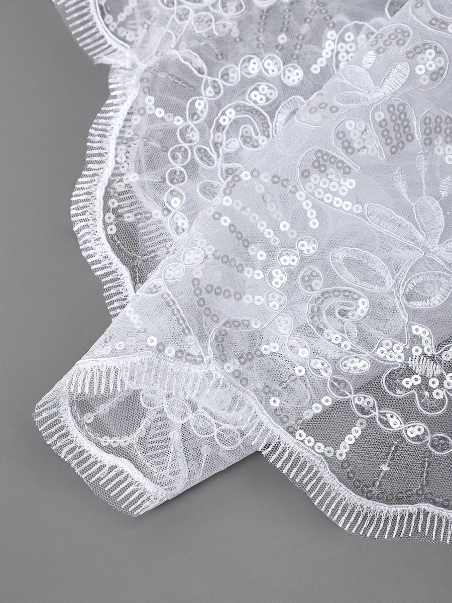 Elegant Lace and Applique Cathedral Bridal Veil #color_White