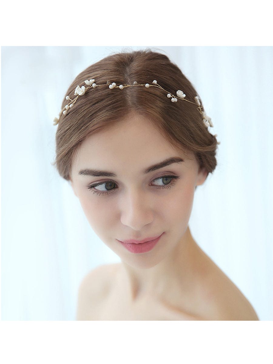 Dreamy Floral Bridal Hair Vines #color_Gold