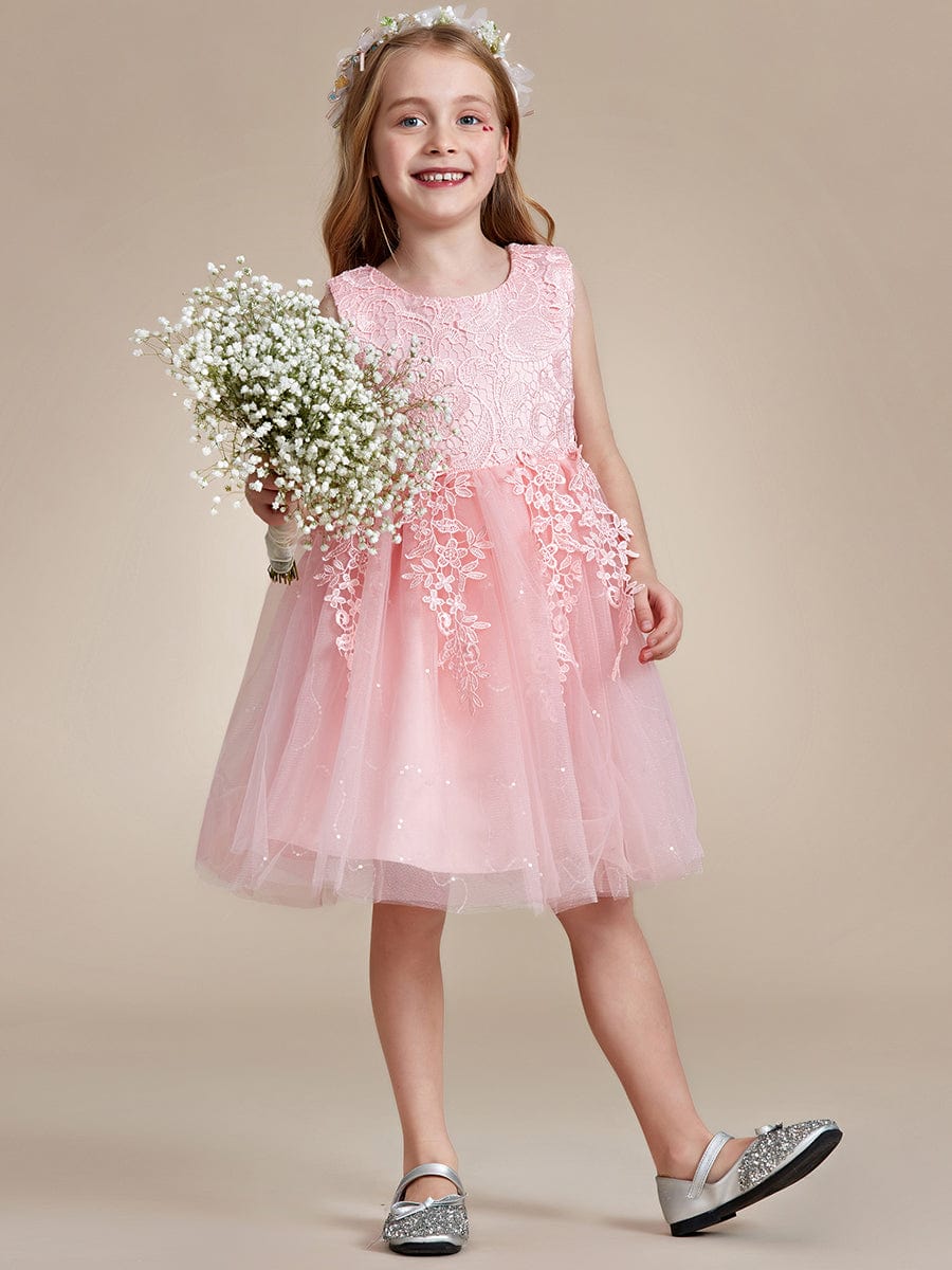 Pink and grey flower girl dresses on sale