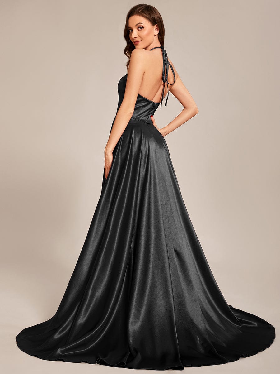 Black formal dress halter neck fashion