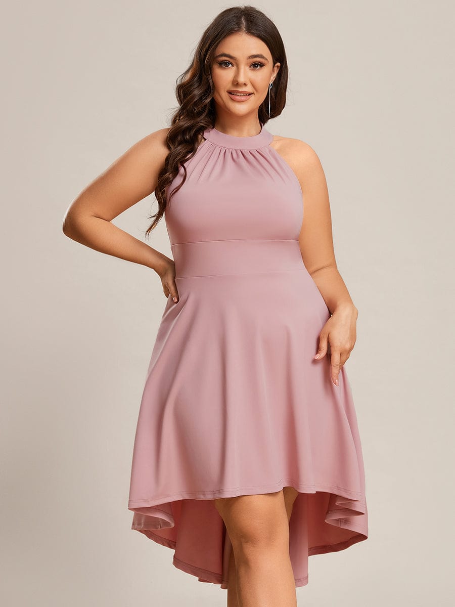 A-Line Halter Summer Sundresses Causal Cocktail Dress #color_Dusty Rose