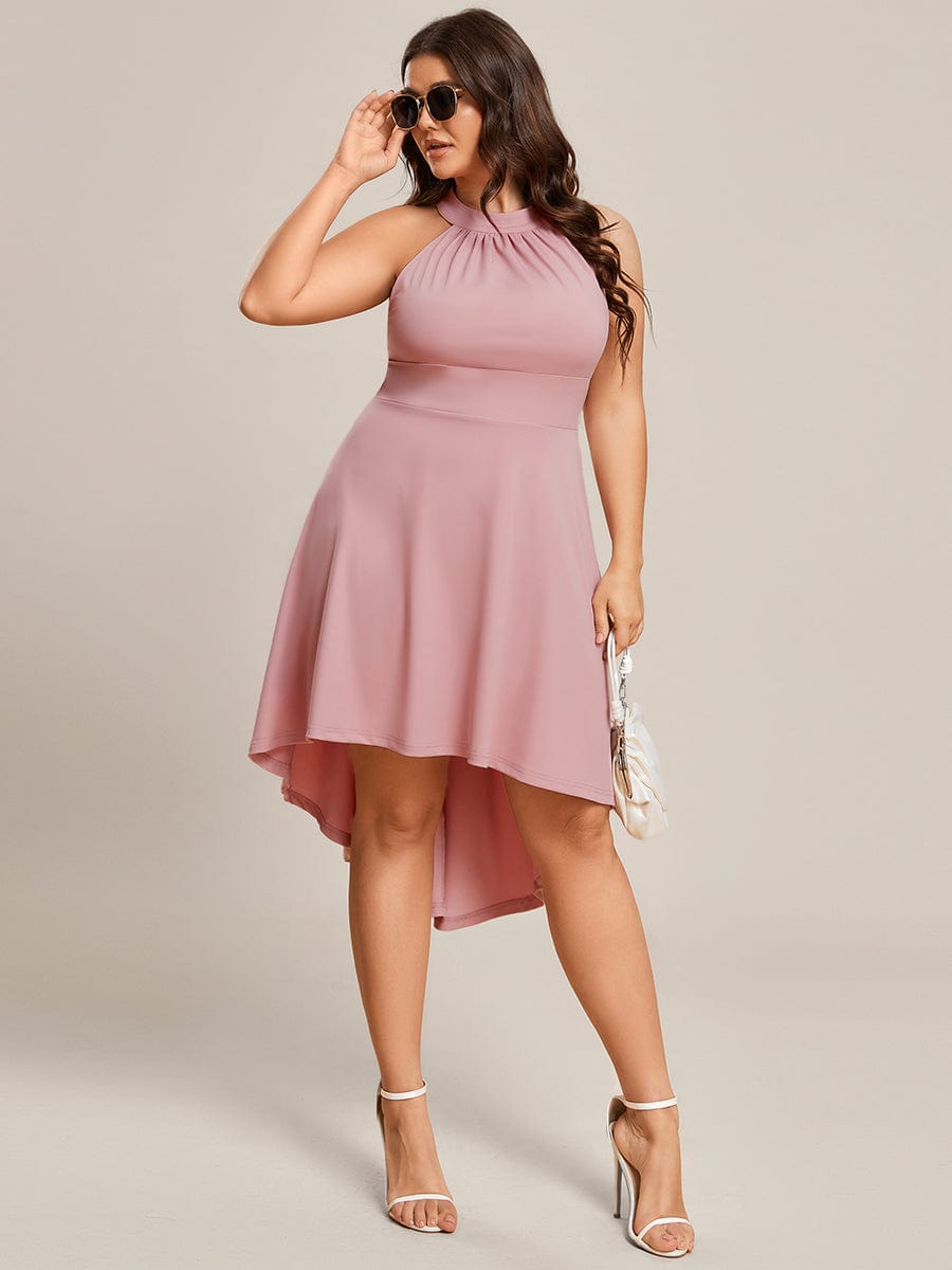 A-Line Halter Summer Sundresses Causal Cocktail Dress #color_Dusty Rose