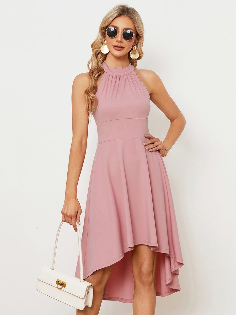 A-Line Halter Summer Sundresses Causal Cocktail Dress #color_Dusty Rose