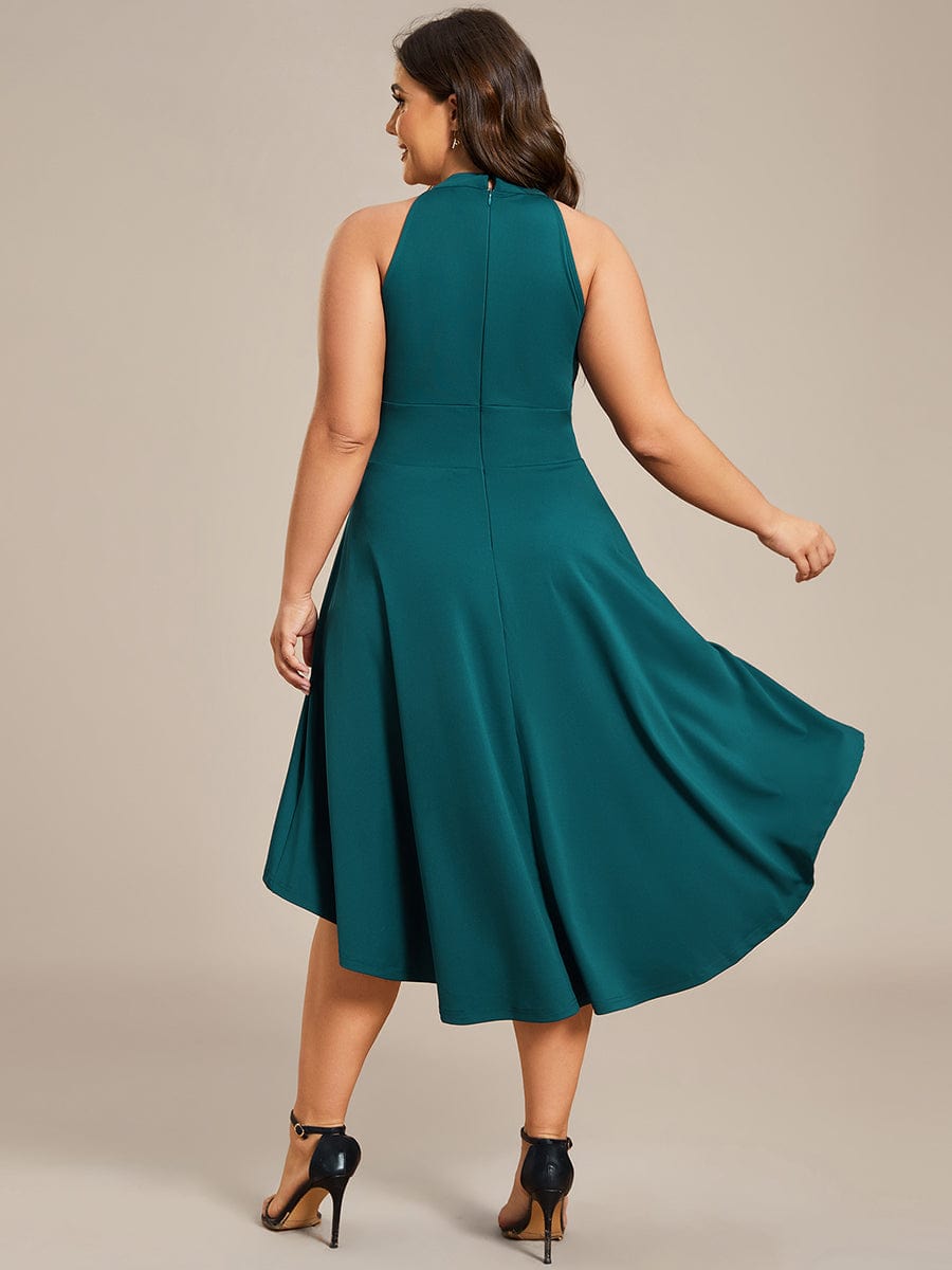 A-Line Halter Summer Sundresses Causal Cocktail Dress #color_Teal