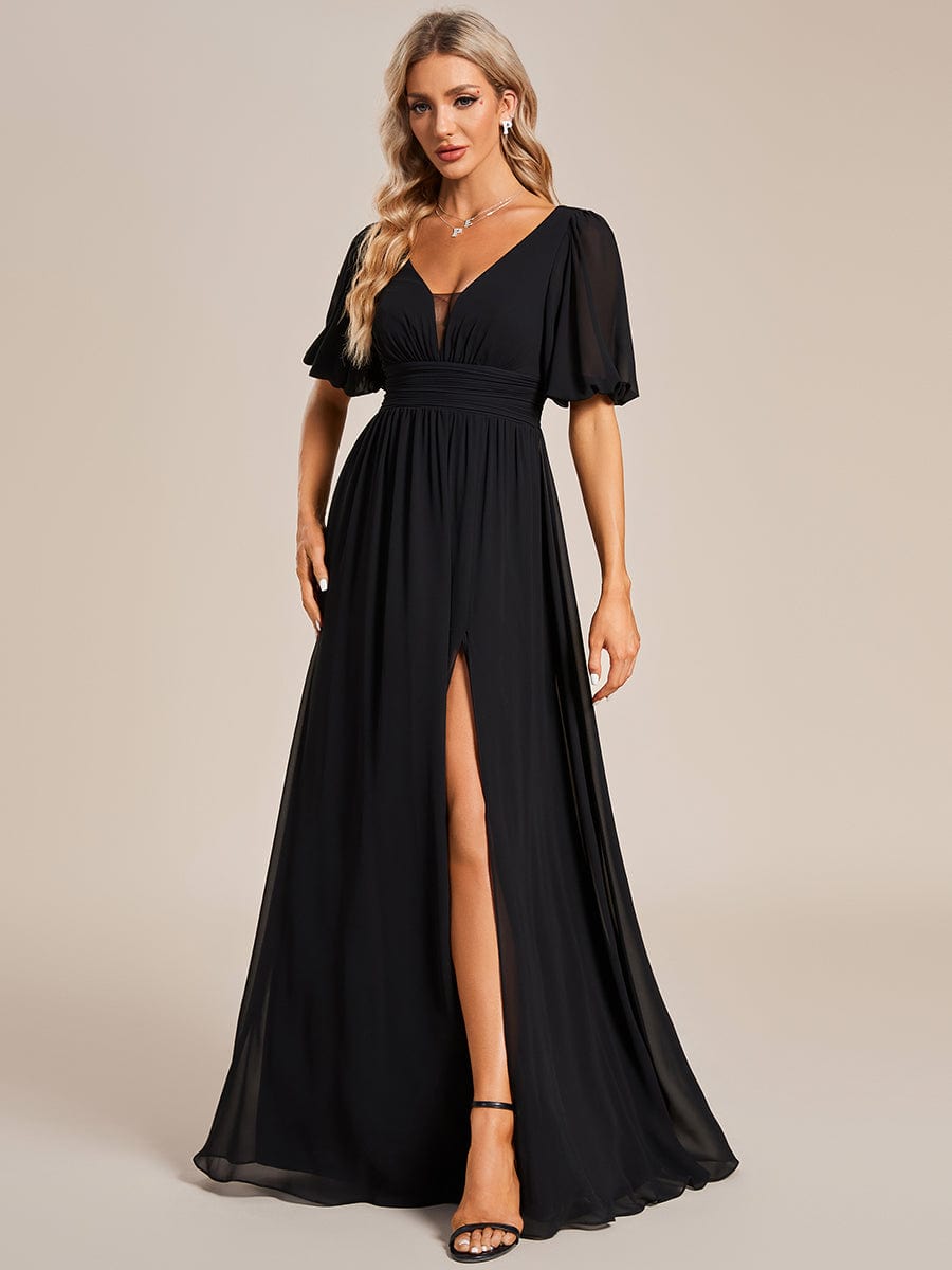 V-Neck Front Slit Chiffon Evening Dress - Ever-Pretty UK