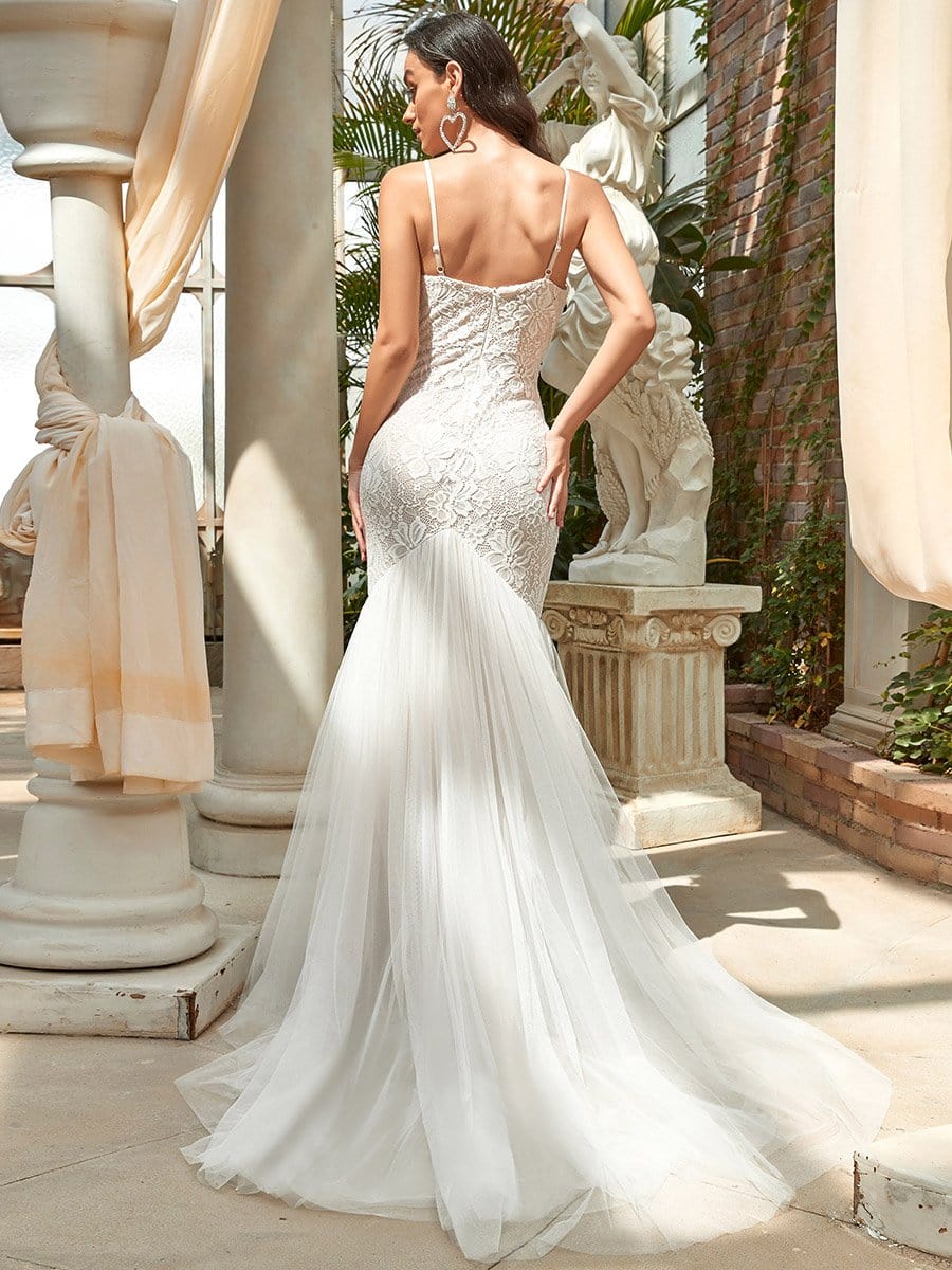 Sweetheart Spaghetti Strap Mermaid Wedding Dress #color_Cream